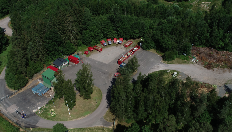 flygfoto över Hästveda återvinningscentral